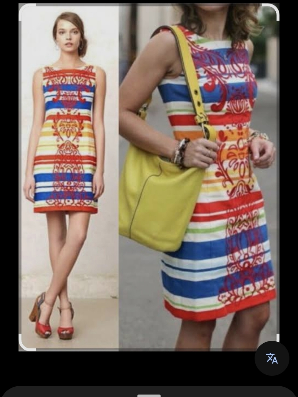 Anthropology Tabitha Red and Yellow Trim Dress Lining